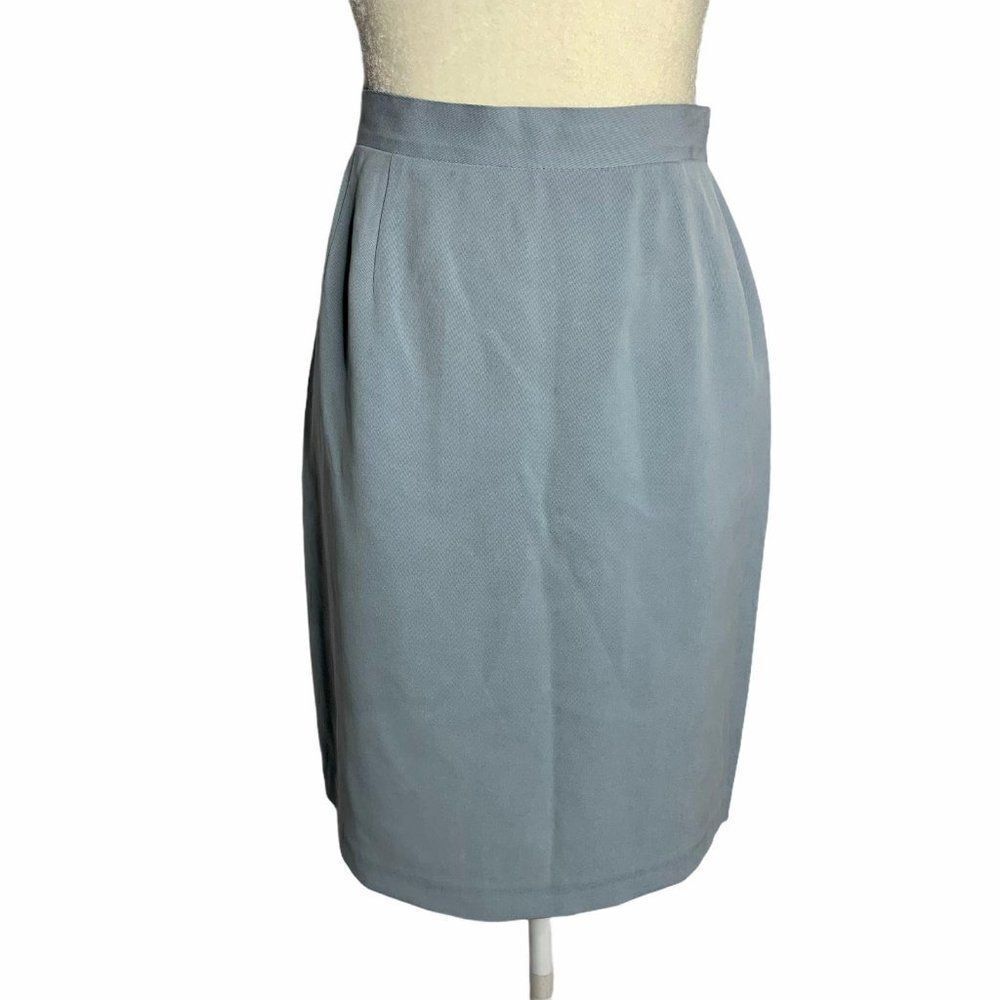 Due per Due Silk Pleated Front Skirt 12 Blue